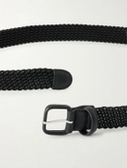 Charvet - Leather-Trimmed Woven Belt - Black