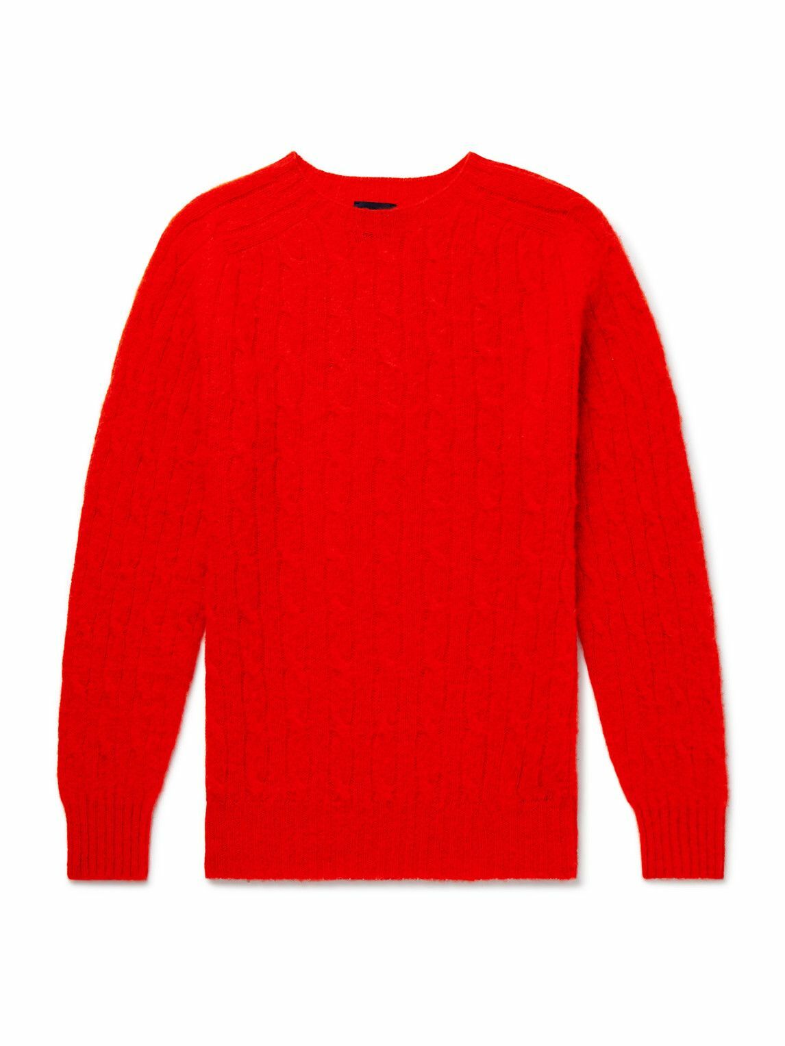 Drake's - Cable-Knit Shetland Wool Sweater - Red