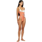 Versace Orange & White Printed One-Piece Swimsuit
