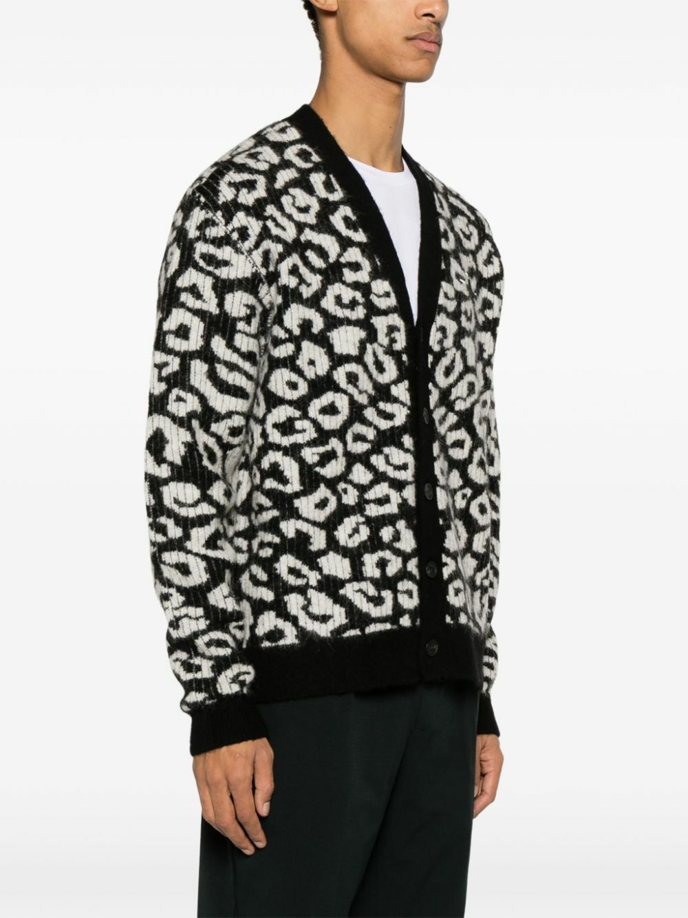 J.Lindeberg Black Frederic Leopard-Pattern Cardigan