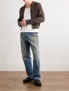 KAPITAL - Cropped Ribbed Wool Zip-Up Cardigan - Brown