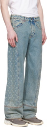 Marine Serre Blue Moon Laser Curved Jeans