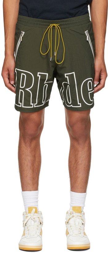 Photo: Rhude Green Logo Short