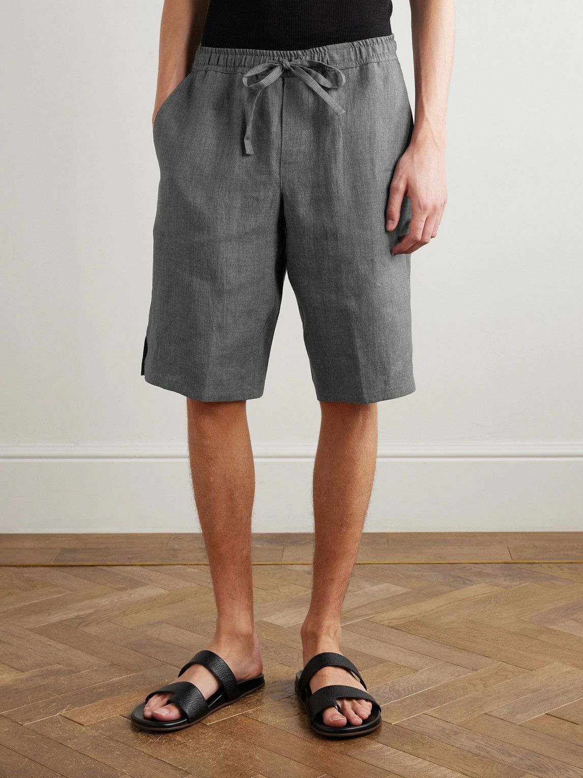 Dolce&Gabbana - Straight-Leg Linen Drawstring Shorts - Gray
