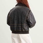 DUNST Women's Shearling Collar Leather Jacket in Brushed Brown