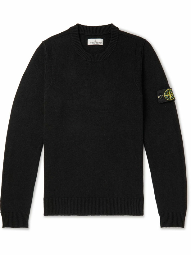 Photo: Stone Island - Logo-Appliquéd Wool-Blend Sweater - Black