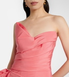 Monique Lhuillier Draped asymmetric silk bustier gown