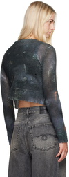 R13 Gray Cropped Cardigan