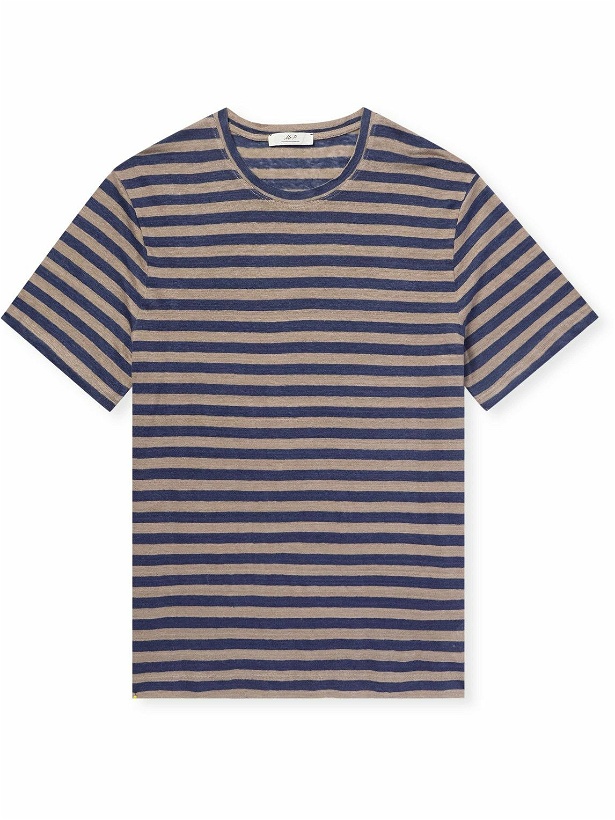 Photo: Mr P. - Striped Linen T-Shirt - Blue