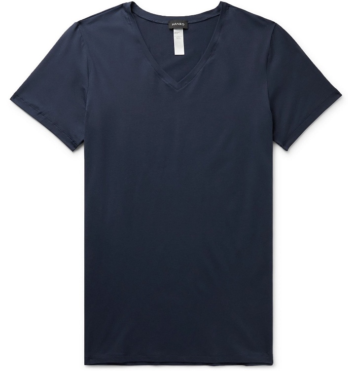 Photo: Hanro - Superior Mercerised Stretch-Cotton T-Shirt - Blue