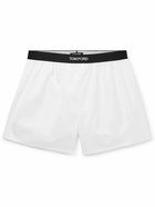 TOM FORD - Grosgrain-Trimmed Cotton Boxer Shorts - White