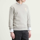 AMI Paris Men's Classic Fit Crewneck Jumper in Gris Cend Chine/Blanc Cr