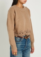 Chloe Lace-trim Wool and Cashmere-blend Jumper Brown