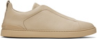 ZEGNA Beige Triple Stitch Sneakers