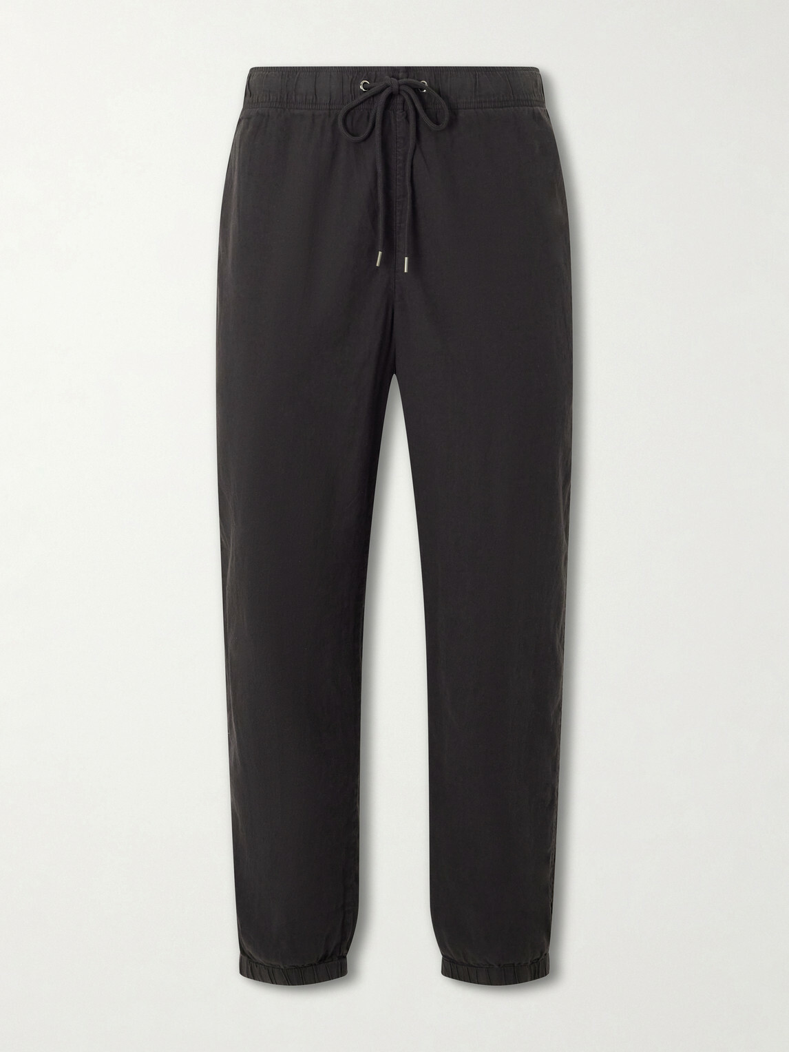 James Perse - Straight-Leg Linen-Blend Canvas Drawstring Trousers - Black