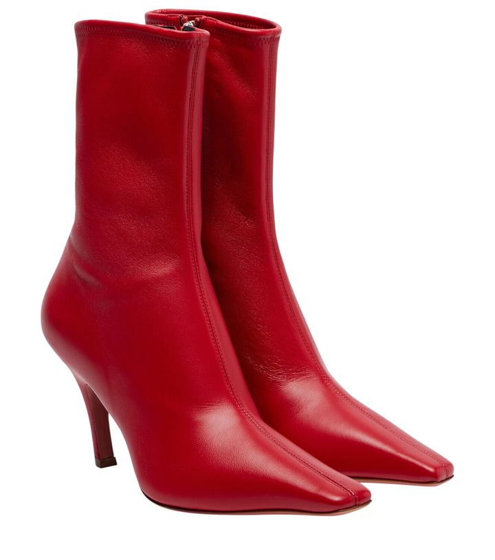 Photo: Amina Muaddi Jamie 80 leather ankle boots