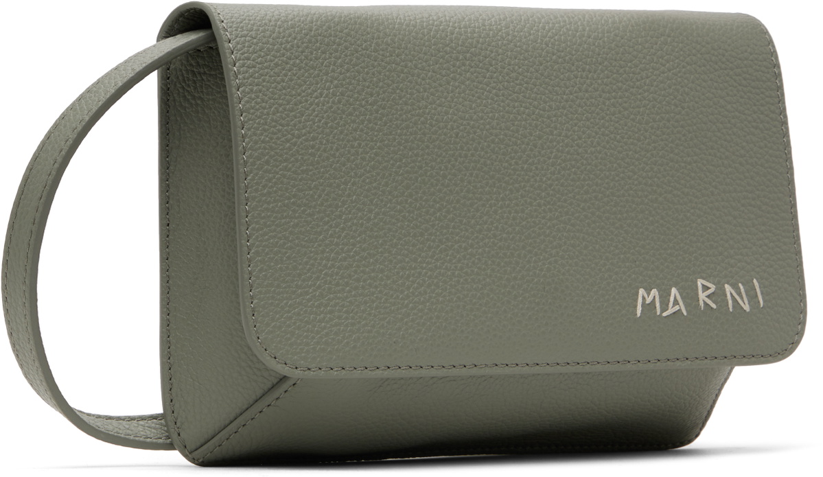 Marni Gray Marni Mending Embroidery Leather Shoulder Bag