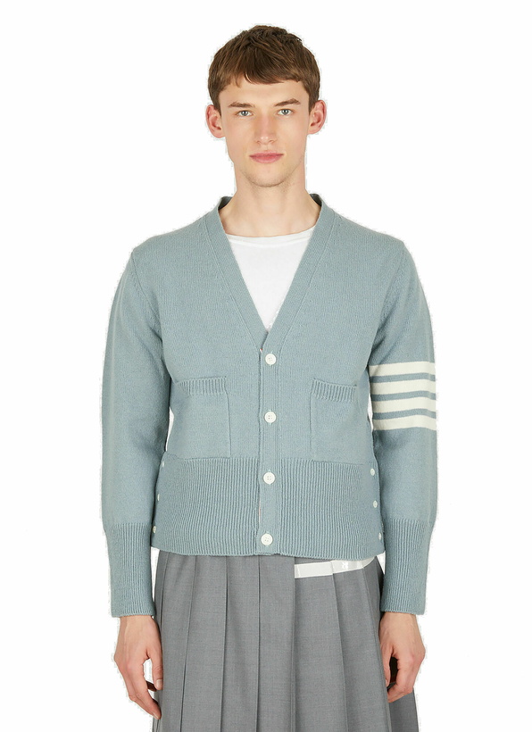 Photo: Four Bar Cardigan in Blue