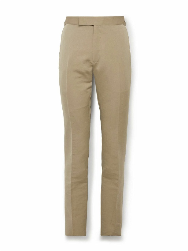 Photo: TOM FORD - Shelton Slim-Fit Straight-Leg Cotton and Silk-Blend Suit Trousers - Neutrals