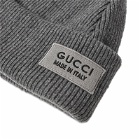 Gucci Men's Patch Beanie Hat in Graphite