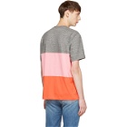 PS by Paul Smith Grey and Pink Multistripe T-Shirt