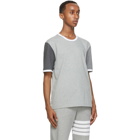 Thom Browne Grey Contrast Sleeve Ringer T-Shirt