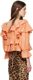 Chloé Orange Cropped Ruffle Blouse