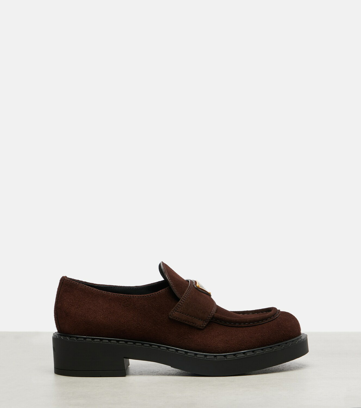 Prada Chocolate suede loafers