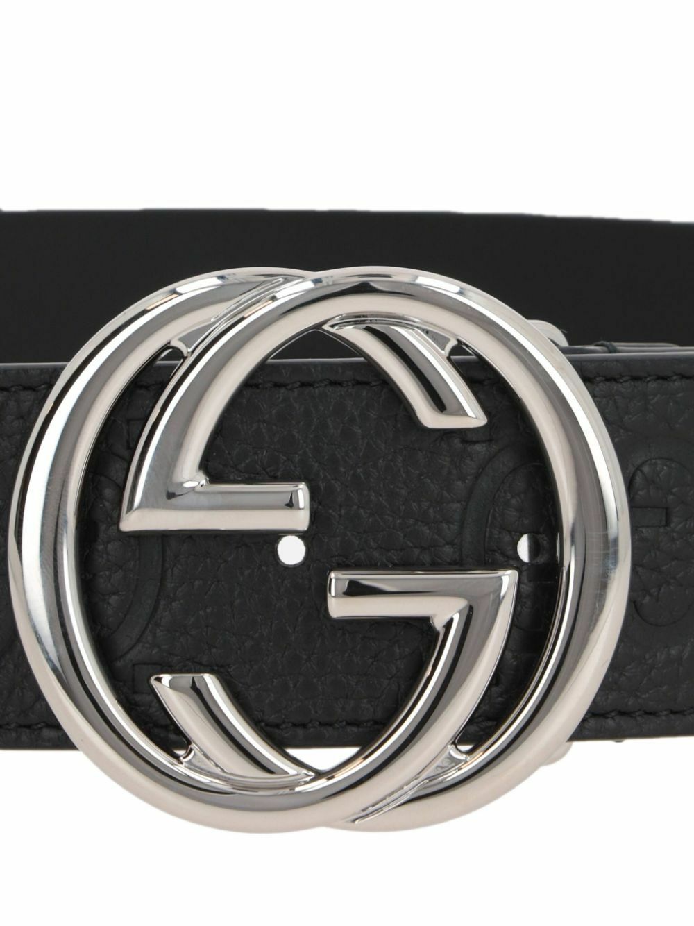 GUCCI　ブラックベルト Gucci Belt Shiny Imprime Monogram with Black GG Buckle