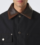 Prada Leather-trimmed technical cotton-blend jacket