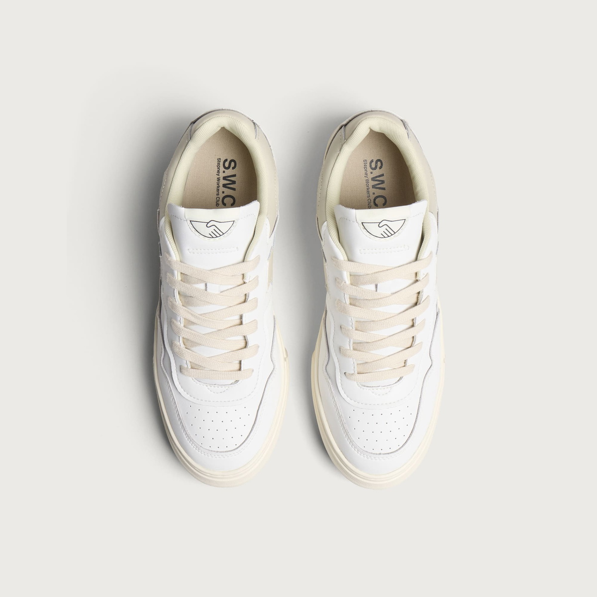 Stepney Workers Club Men's Pearl II S-Strike Leather Sneaker in White/Putty