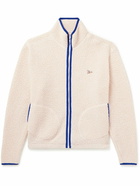 Drake's - Logo-Embroidered Wool-Blend Fleece Jacket - Neutrals