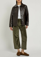 Free People Deep Trance Straight-leg Corduroy Cropped Trousers Dark Green