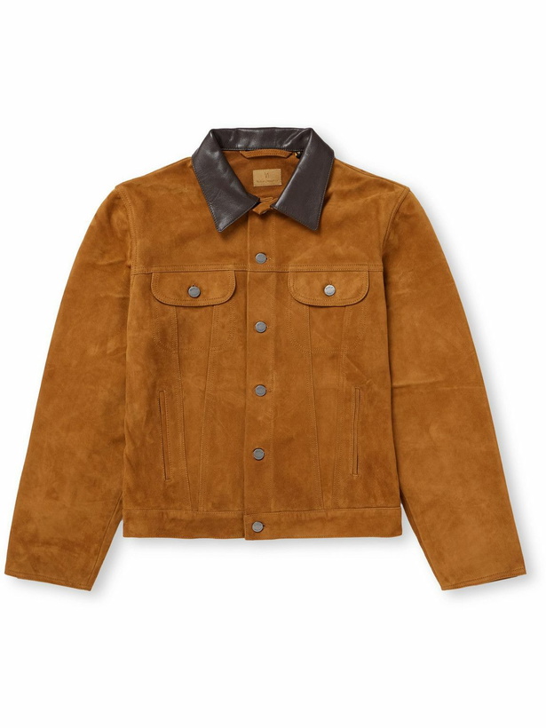 Photo: Nudie Jeans - Danny Leather-Trimmed Suede Trucker Jacket - Brown