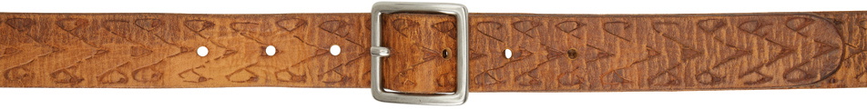 Re/Done Tan Embossed Square Buckle Belt Re/Done display picture 1