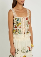 Alice + Olivia Annabeth Floral-print Cotton-blend top White