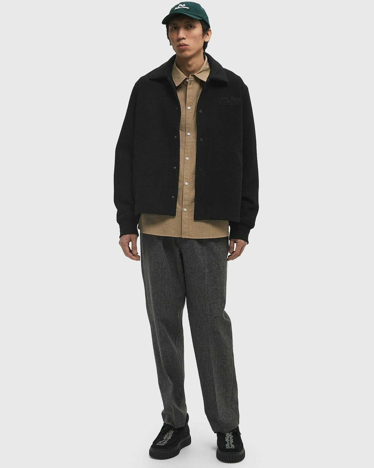 ØLÅF WOOL VARSITY COACH JACKET Black Mens Overshirt