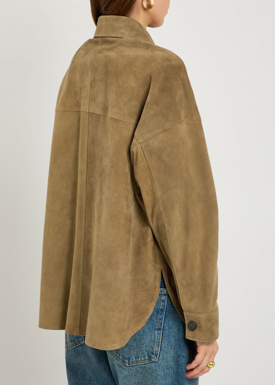 Arma Kaylee Panelled Suede Overshirt Olive