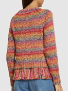 OSCAR DE LA RENTA - Cotton Crochet Knit Sweater W/ Fringes