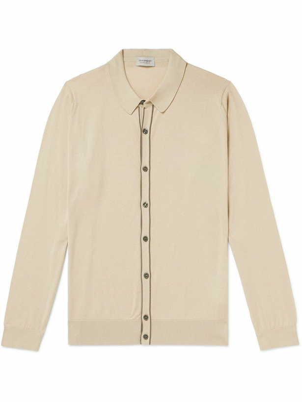 Photo: John Smedley - Contrast-Tipped Sea Island Cotton Shirt - Neutrals