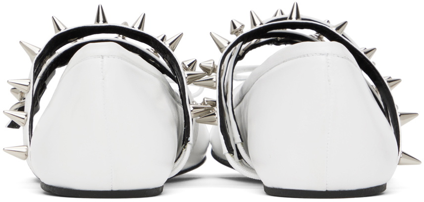 低価格 ABRA White Spike Ballerina Flats ABRA 靴
