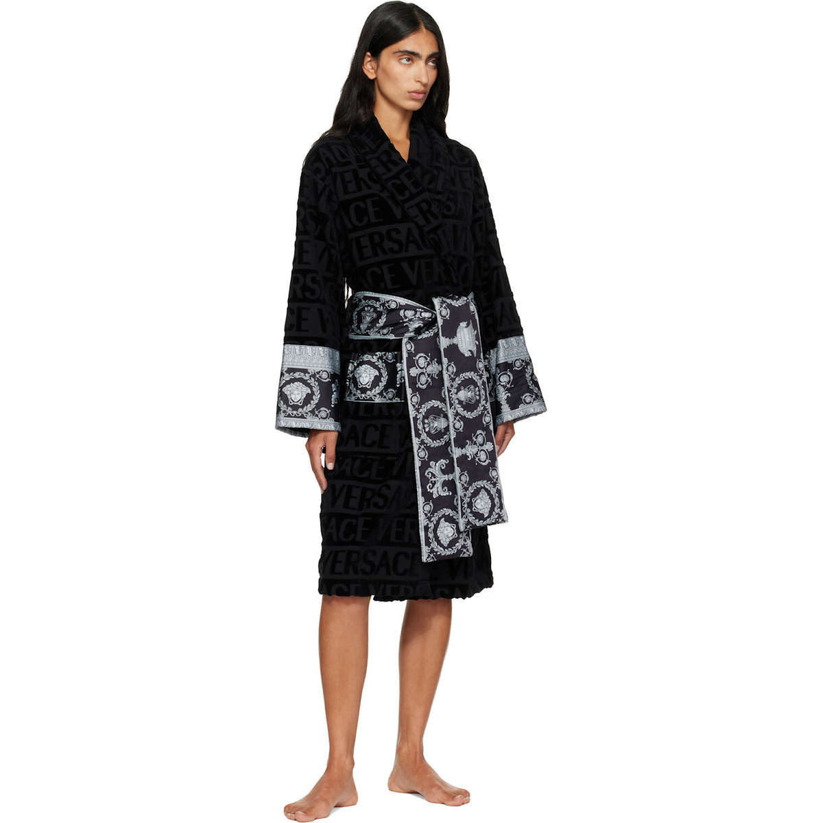 Versace Black 'I Heart Baroque' Bathrobe