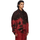 Feng Chen Wang Red and Black Tie-Dye Denim Jacket