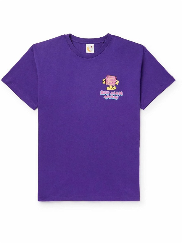Photo: SKY HIGH FARM - Flatbrush Printed Organic Cotton-Jersey T-Shirt - Purple