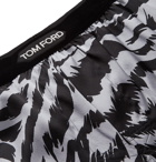 TOM FORD - Velvet-Trimmed Zebra-Print Stretch-Silk Satin Boxer Shorts - Gray