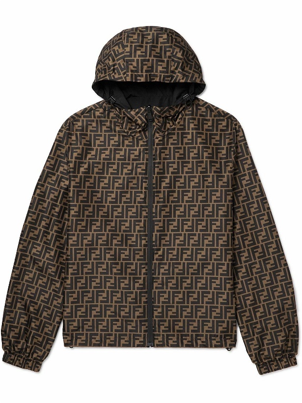 Photo: Fendi - Reversible Logo-Print Shell Hooded Jacket - Brown