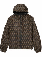 Fendi - Reversible Logo-Print Shell Hooded Jacket - Brown