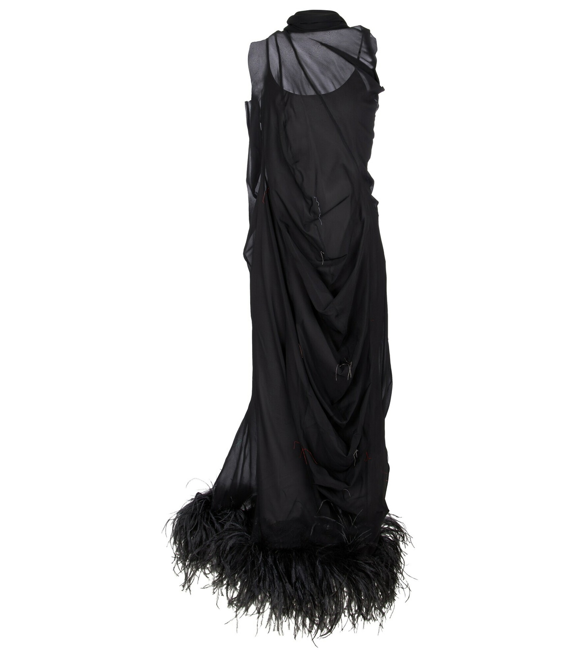 Maison Margiela - Feather-trimmed stretch-silk gown Maison