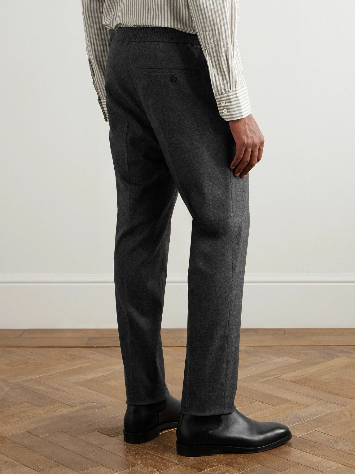 Incotex - Tapered Pleated Wool and Cashmere-Blend Trousers - Gray