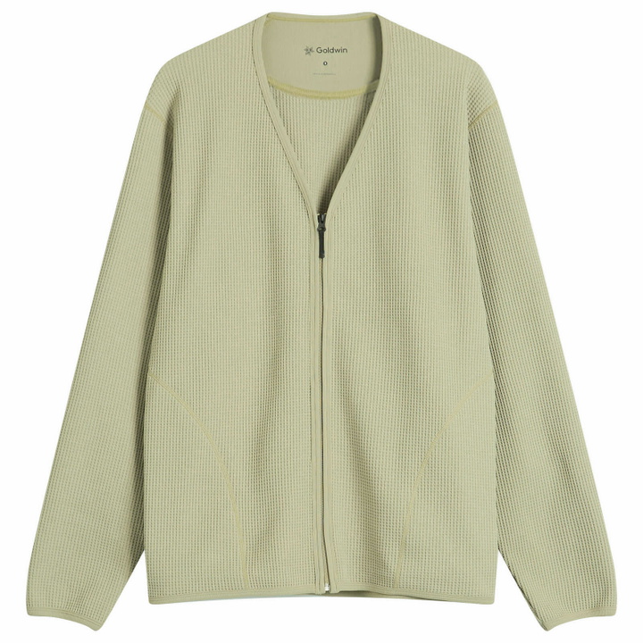 Photo: Goldwin Men's Waffle Light Cardigan in Oak Beige